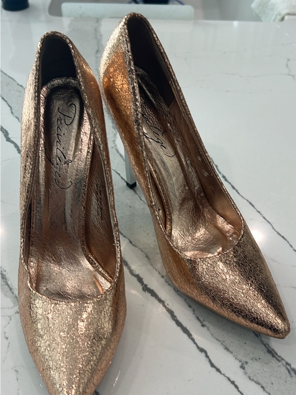 Metallic Rose Gold Pointed Toe Stiletto Pumps